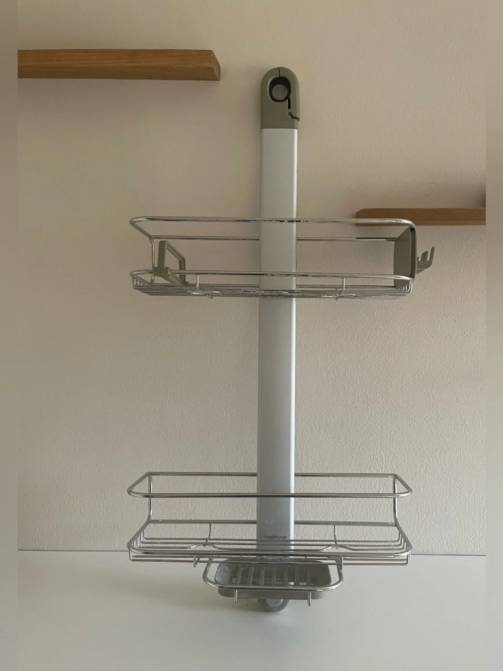 Simplehuman Silver and Gray Two-Tier Adjustable Shower Caddy